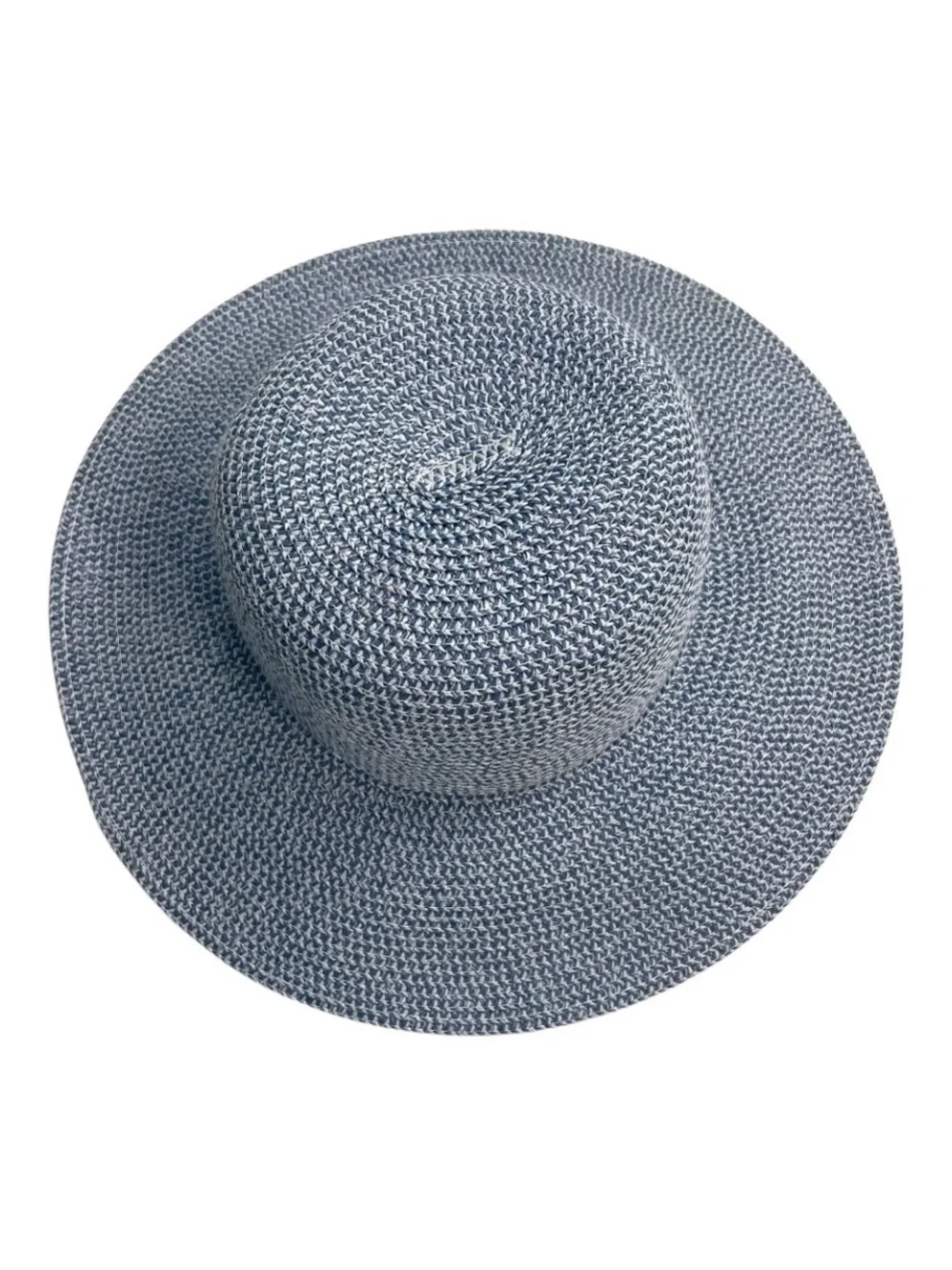 NWOT Mudd Blue Marled Woven Paper Blend Floppy Wide Brim Sun Hat Blue Grey Beach